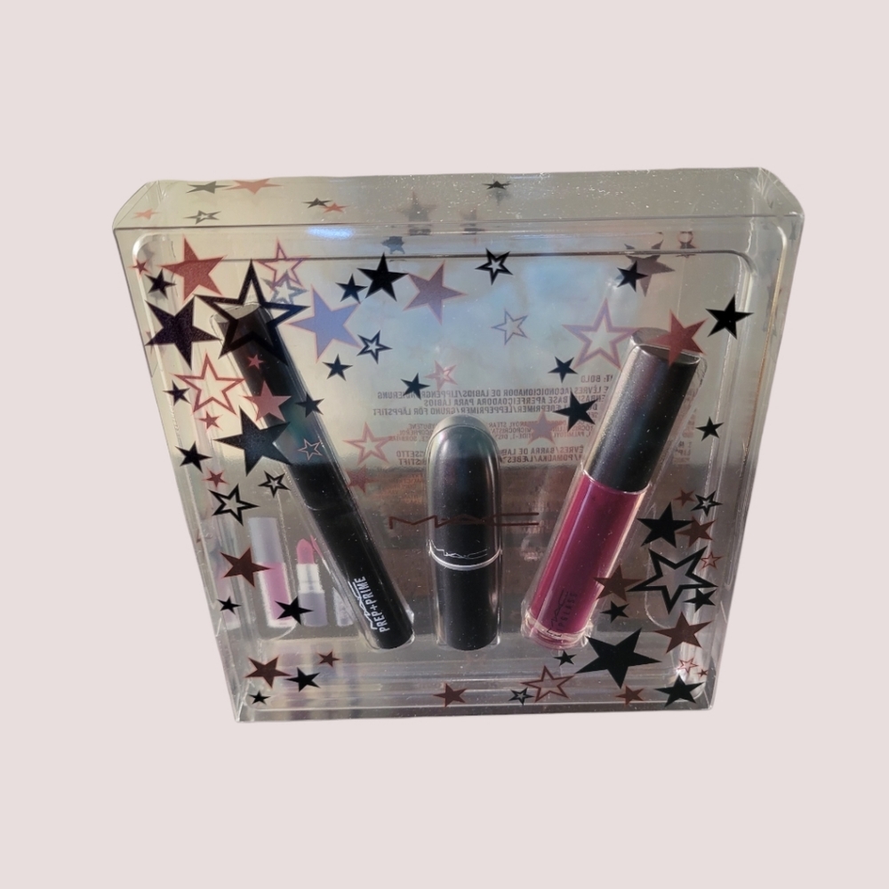 MAC 3 PCS Full Size STARS Of The Party Kit: Bold Prep Lipsick Lipgloss B…